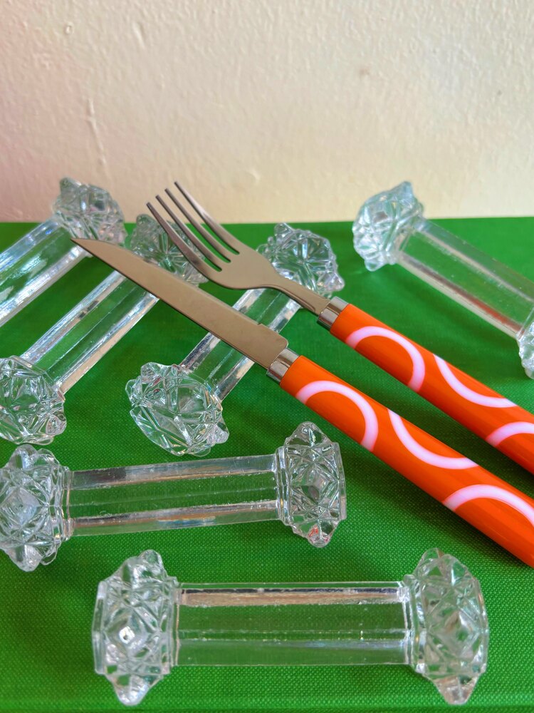 60’s Crystal Fork + Knife Rests 