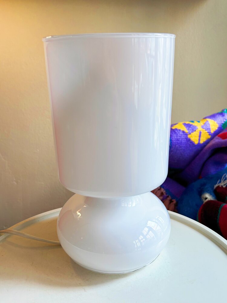White Opaline Glass Mushroom Lamp by IKEA 