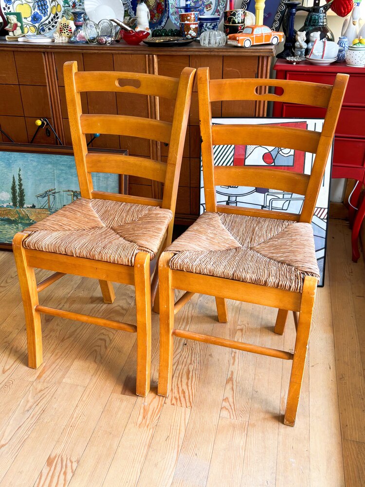 French Rattan + Wooden Chairs 