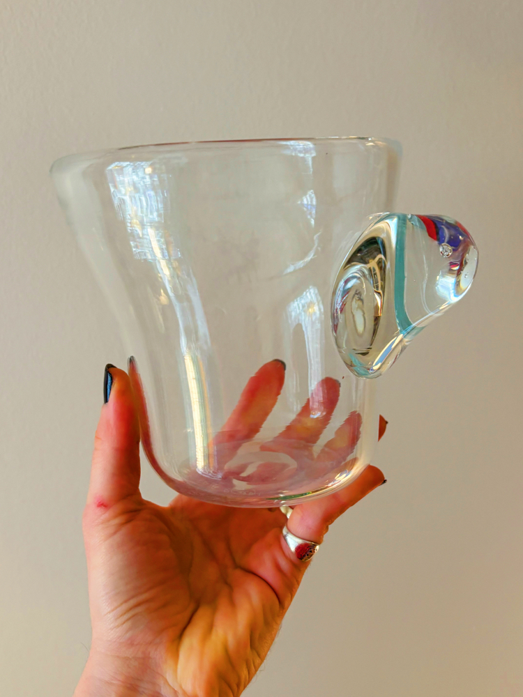 2005 Art Glass Handmade Funky Ice Bucket 