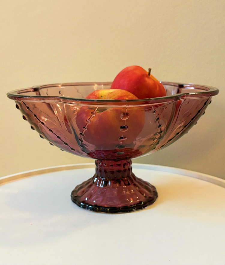 Purple Glass Pedestal Bowl