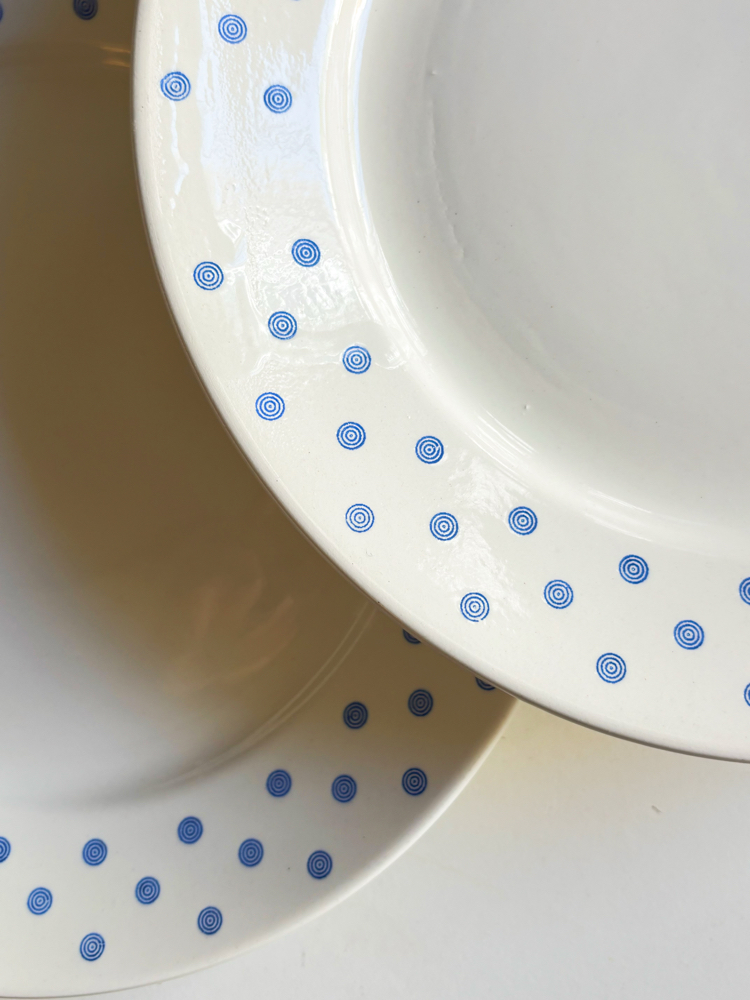 80’s Blue + White Spiral Ceramic Plates