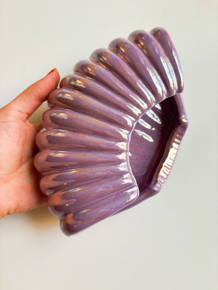 80’s Iridescent Purple Seashell Ashtray