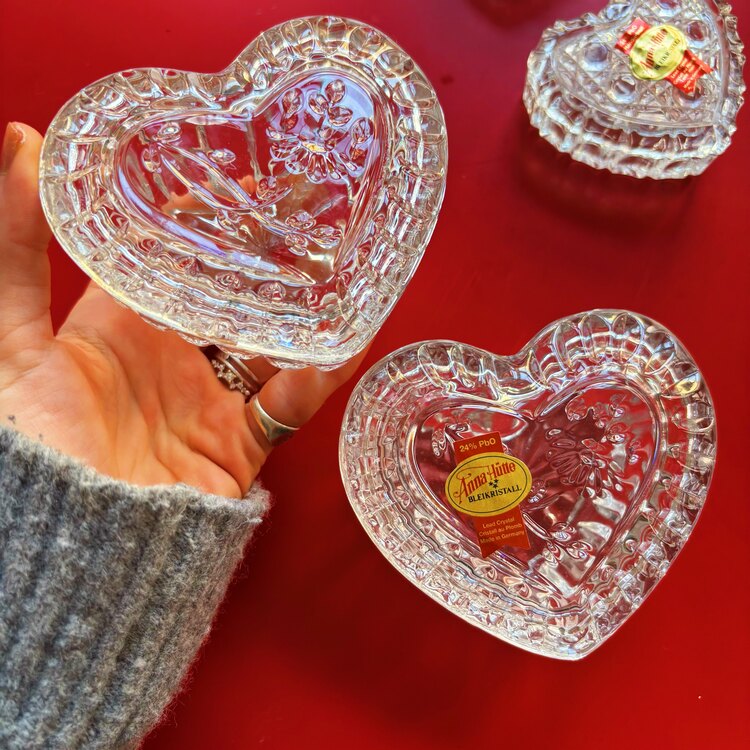 60’s German Crystal Heart Shaped Large Box 