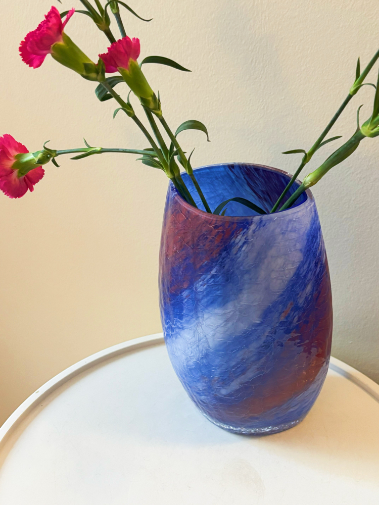 Electric Blue Handmade Glass Vase