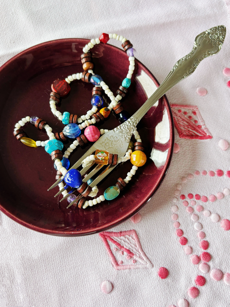 Vintage Necklace with Gemstones and Glass Beads