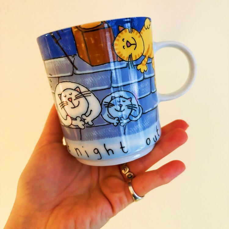 “Cats Night Out” Porcelain Mugs