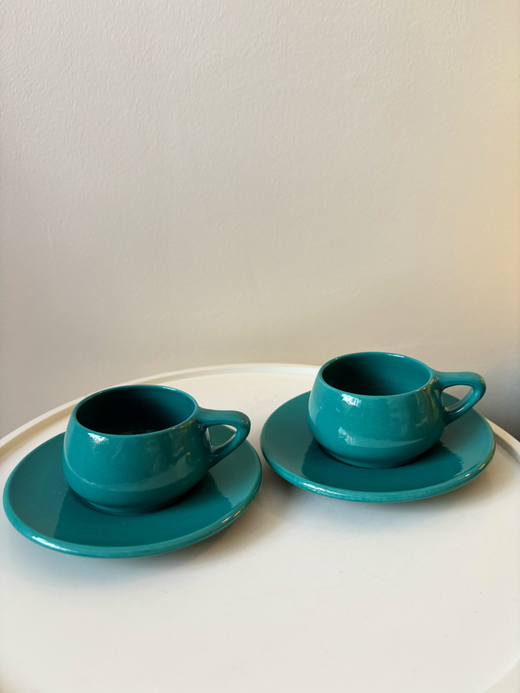 80’s Petrol Green Eczacıbaşı Ceramic Espresso Cups