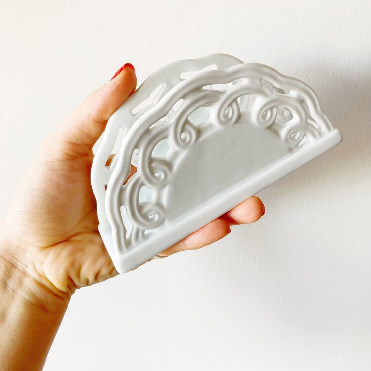 White Porcelain “Lacework” Napkin Holder 