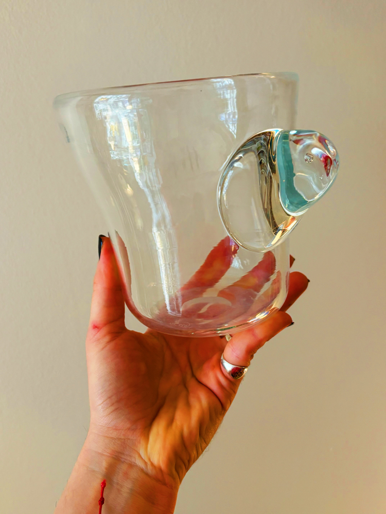 2005 Art Glass Handmade Funky Ice Bucket 