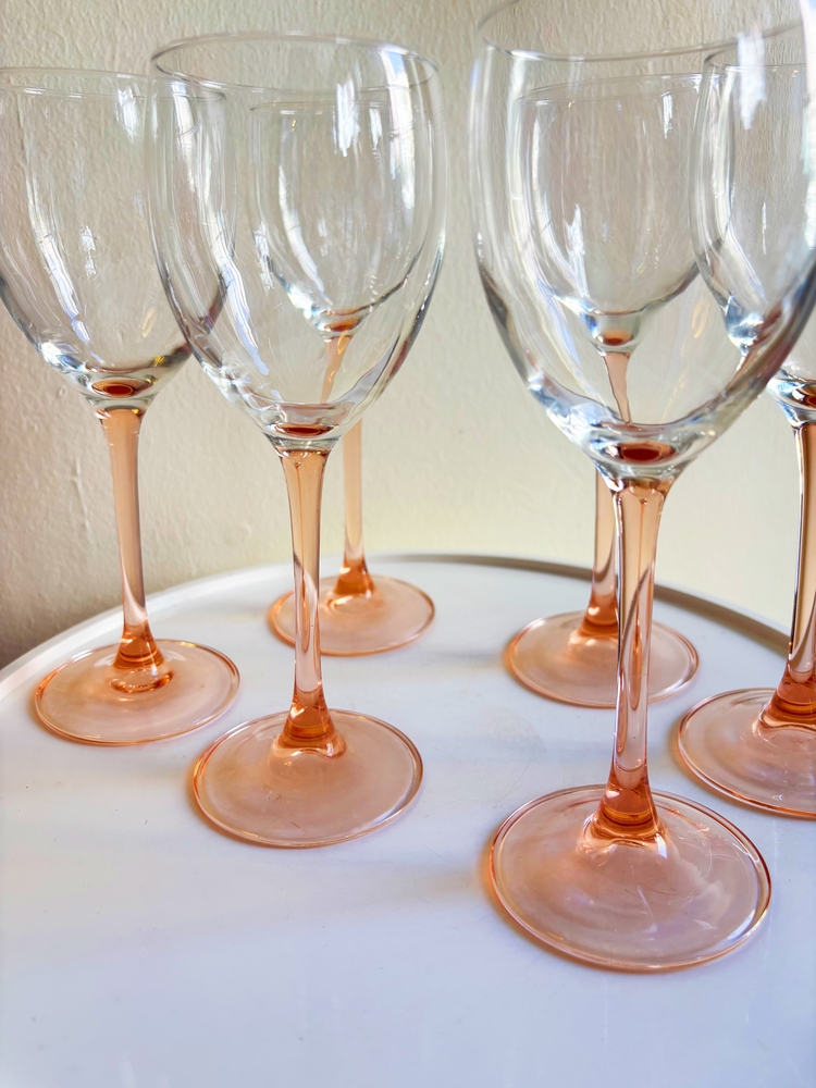 80’s French Pink Wine Glasses