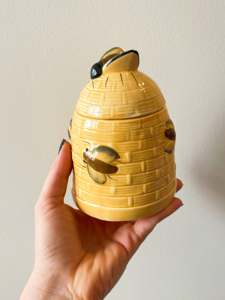 Ceramic Bee Embossed Honey Jar