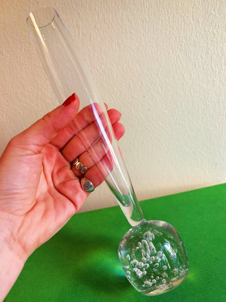 Hand Blown Bubble Glass Bud Vase 
