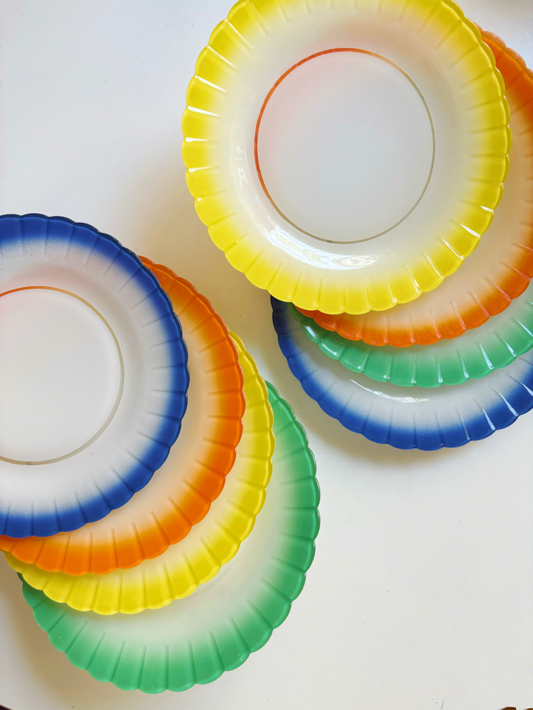 80’s French Duralex Colorful Daisy Plates