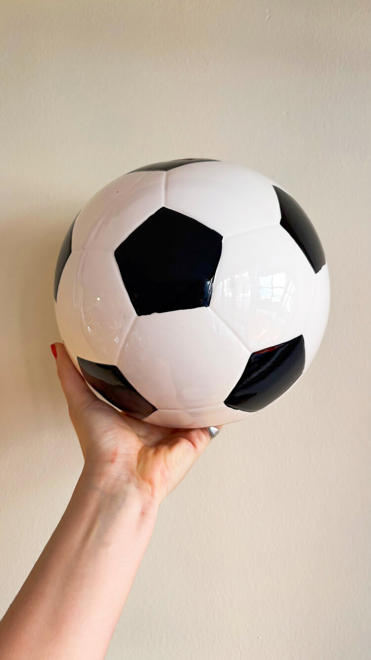 Football Ball Shaped Ceramic Penny Bank