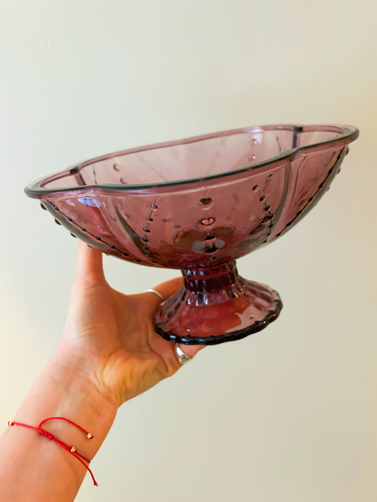 Purple Glass Pedestal Bowl