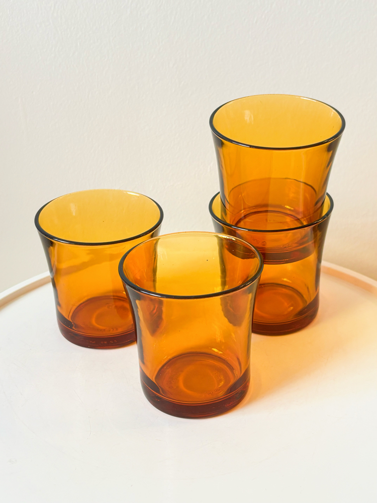 70’s French Amber Glass Tumblers