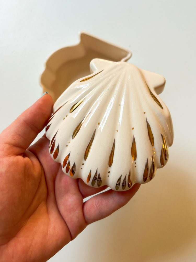 80’s Ceramic Seashell Jewelry Box