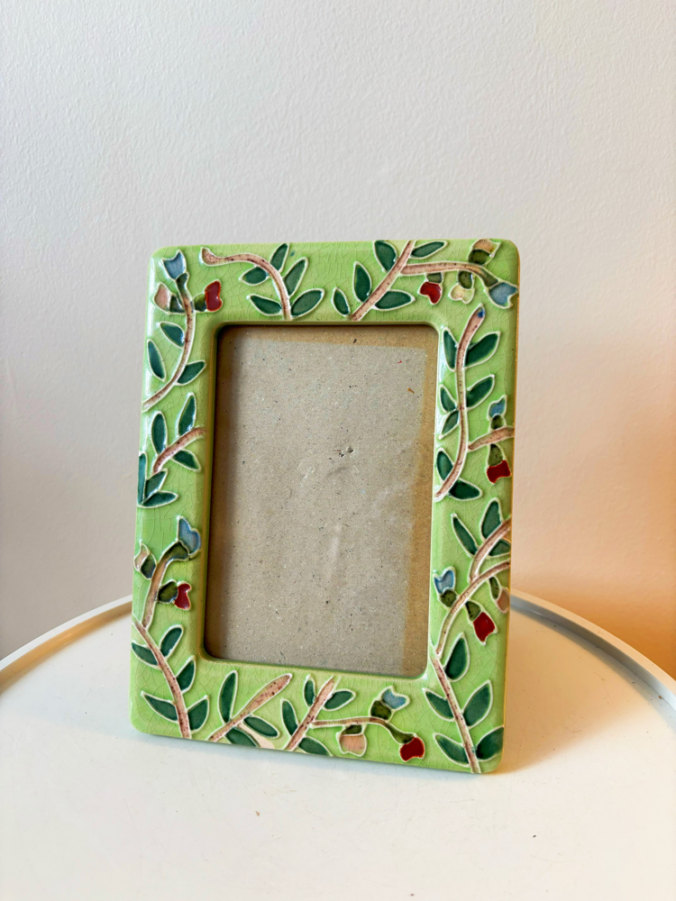 Floral Green Ceramic Photoframe