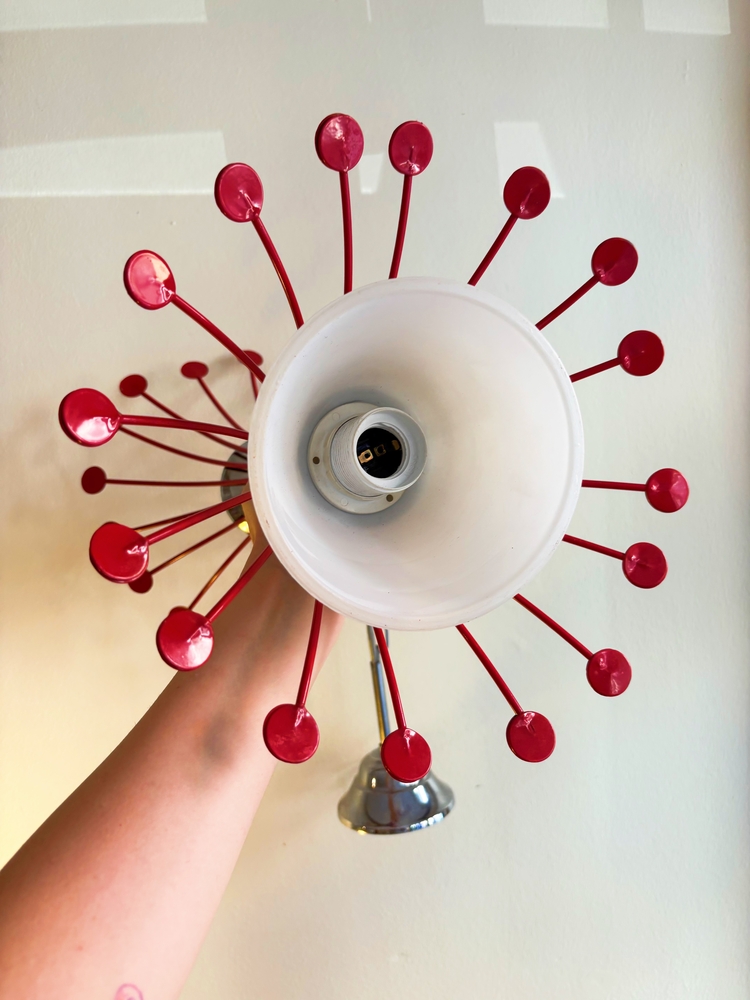 Red Metal + Glass Funky Ceiling Lamp