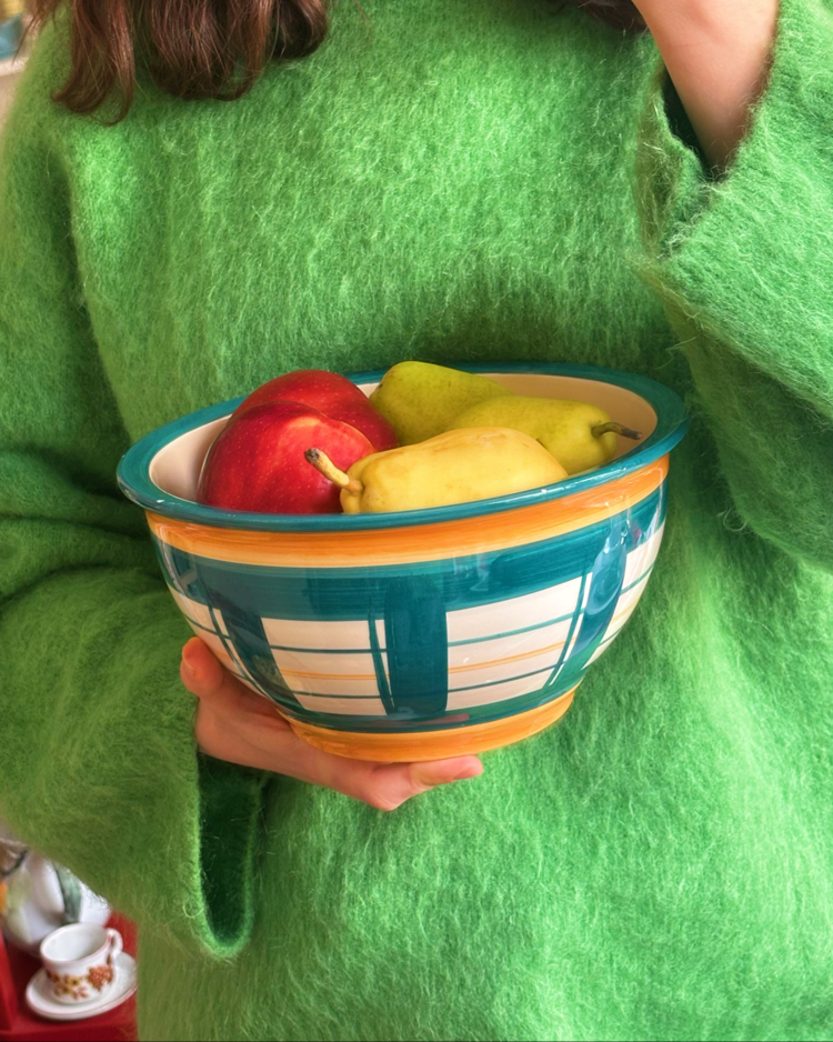 90’s Handmade Large Ceramic Fruit Bowl 
