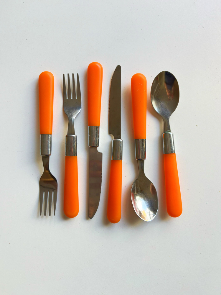 Orange + Steel Cutlery Set