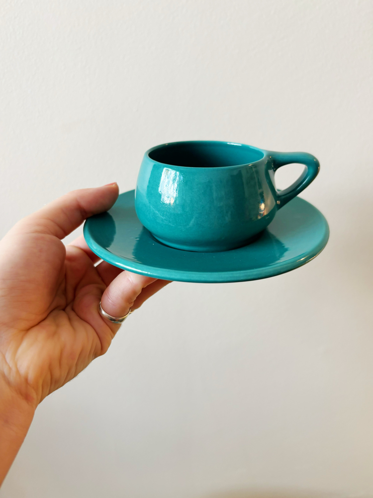 80’s Petrol Green Eczacıbaşı Ceramic Espresso Cups