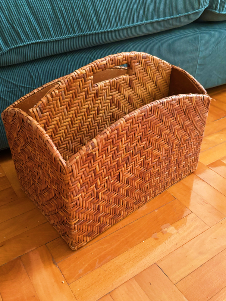 70’s Rattan Magazine Rack
