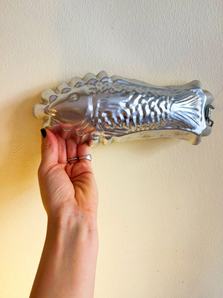80’s Aluminum Fish Tin Cake Mold Wall Decor 
