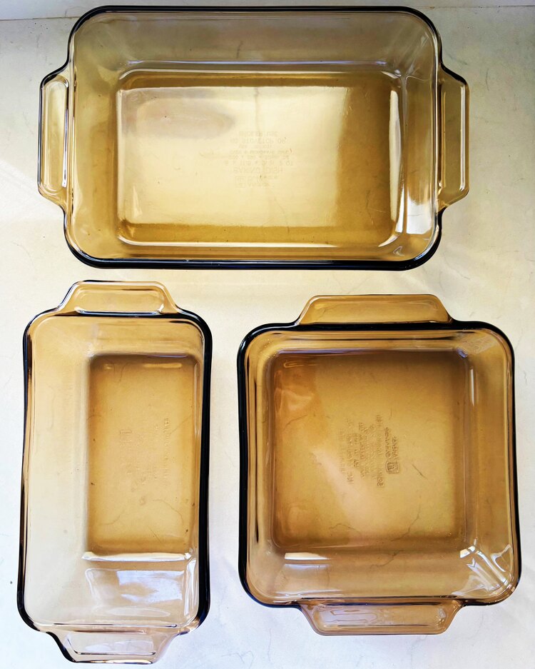 80’s American Anchor Hocking Amber Glass Baking Dishes 