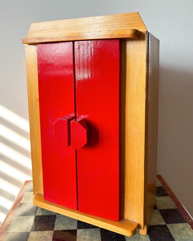 1950’s Handmade Solid Wood Doll House Wardrobe
