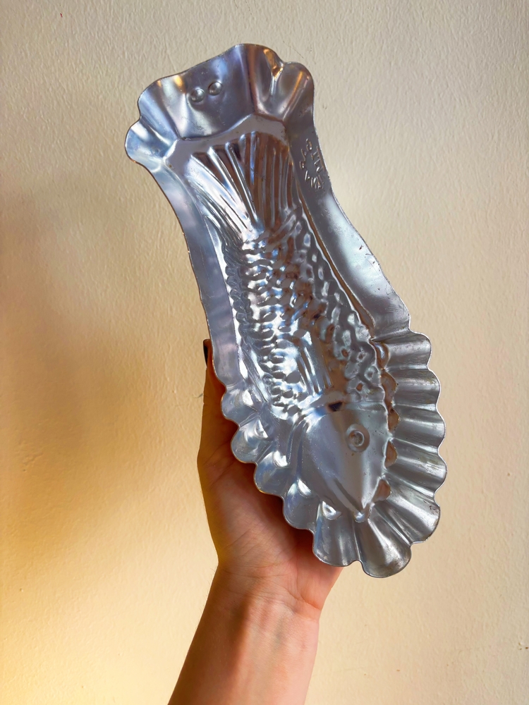 80’s Aluminum Fish Tin Cake Mold Wall Decor 