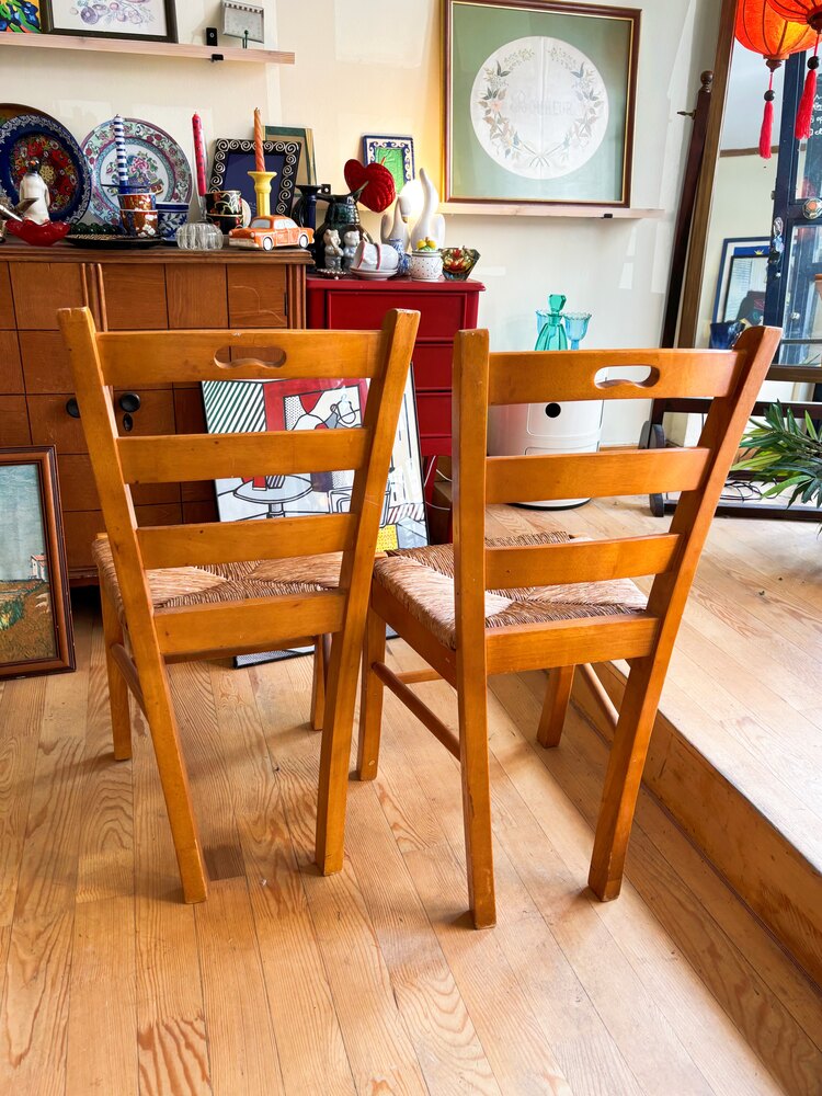 French Rattan + Wooden Chairs 