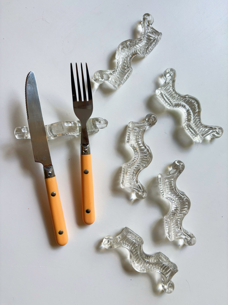 Midcentury Crystal Cutlery Rests