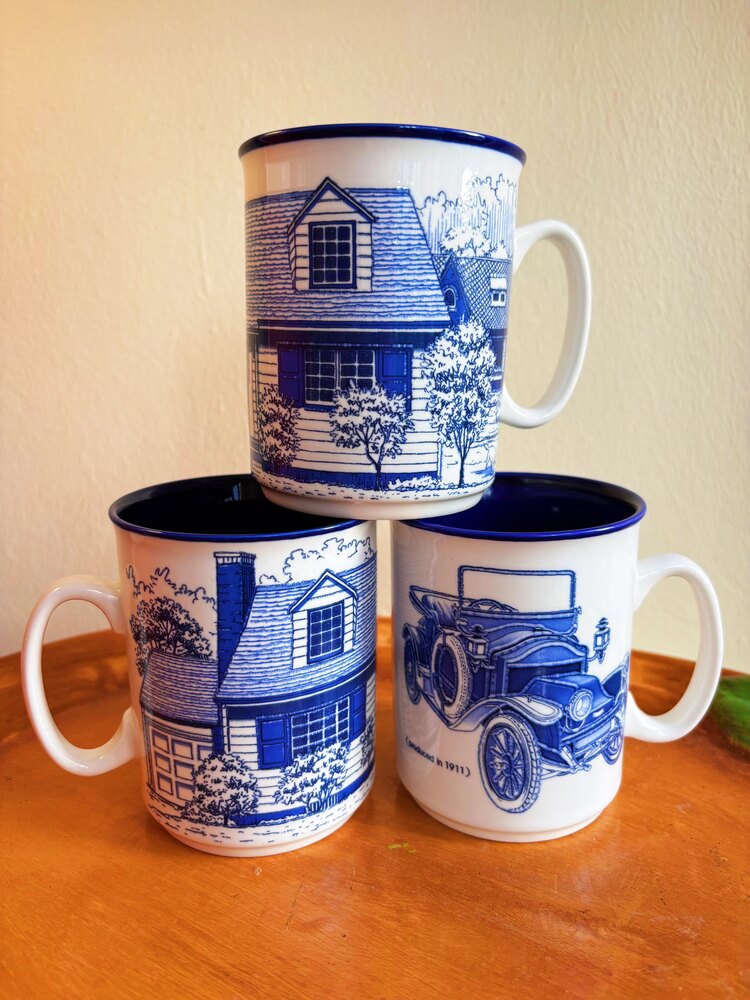 Cobalt Blue Porcelain Mugs