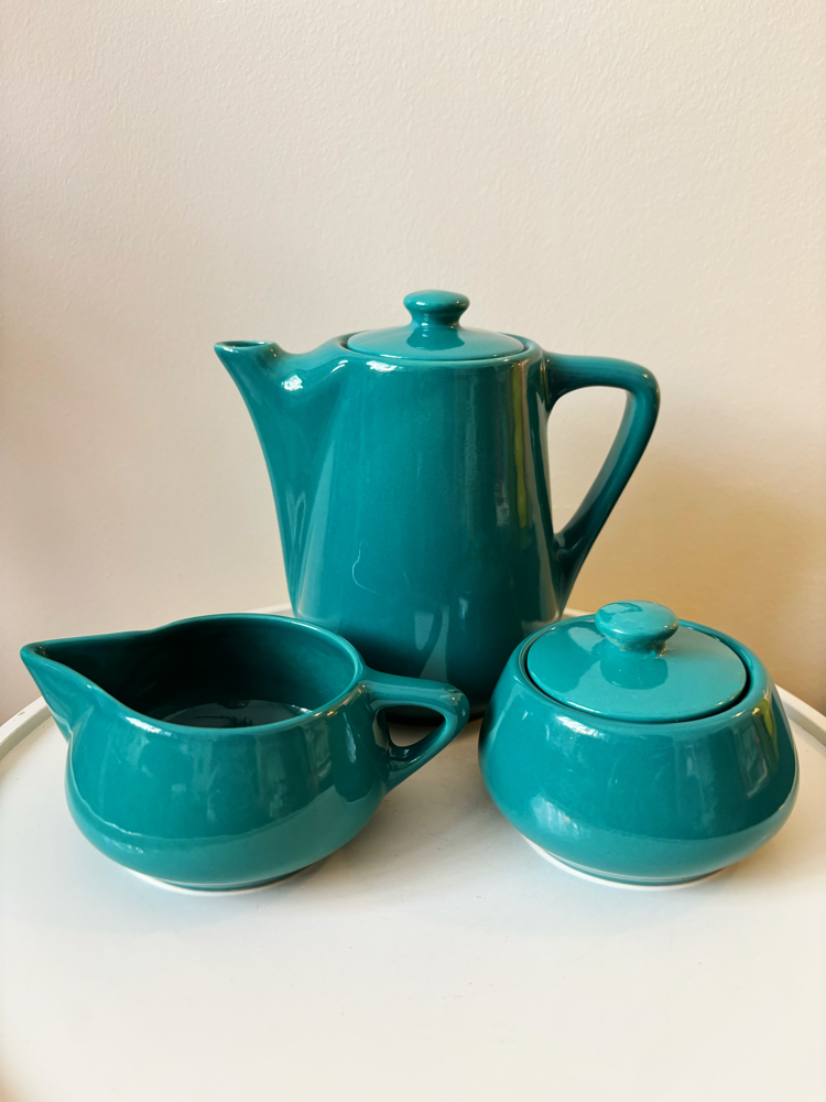 80’s Petrol Green Art-Deco Eczacıbaşı Ceramic Tea Set