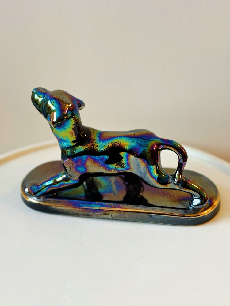 80’s Iridescent Ceramic Dog Figurine