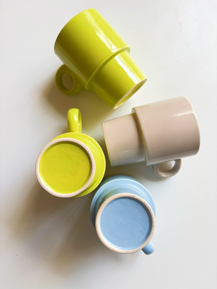 Stackable Lego Pastel Ceramic Mugs