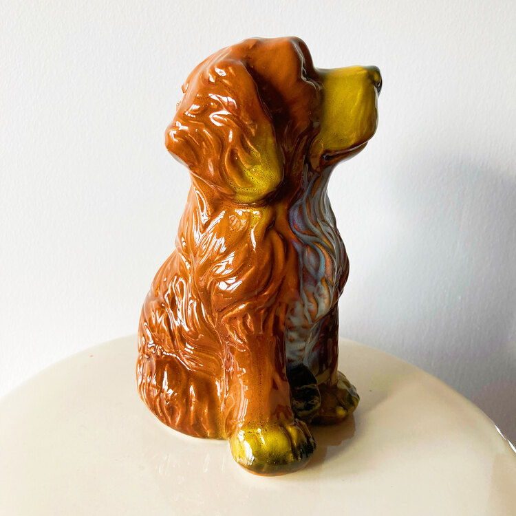 Doggo Vintage Ceramic Sculpture + Penny Bank 
