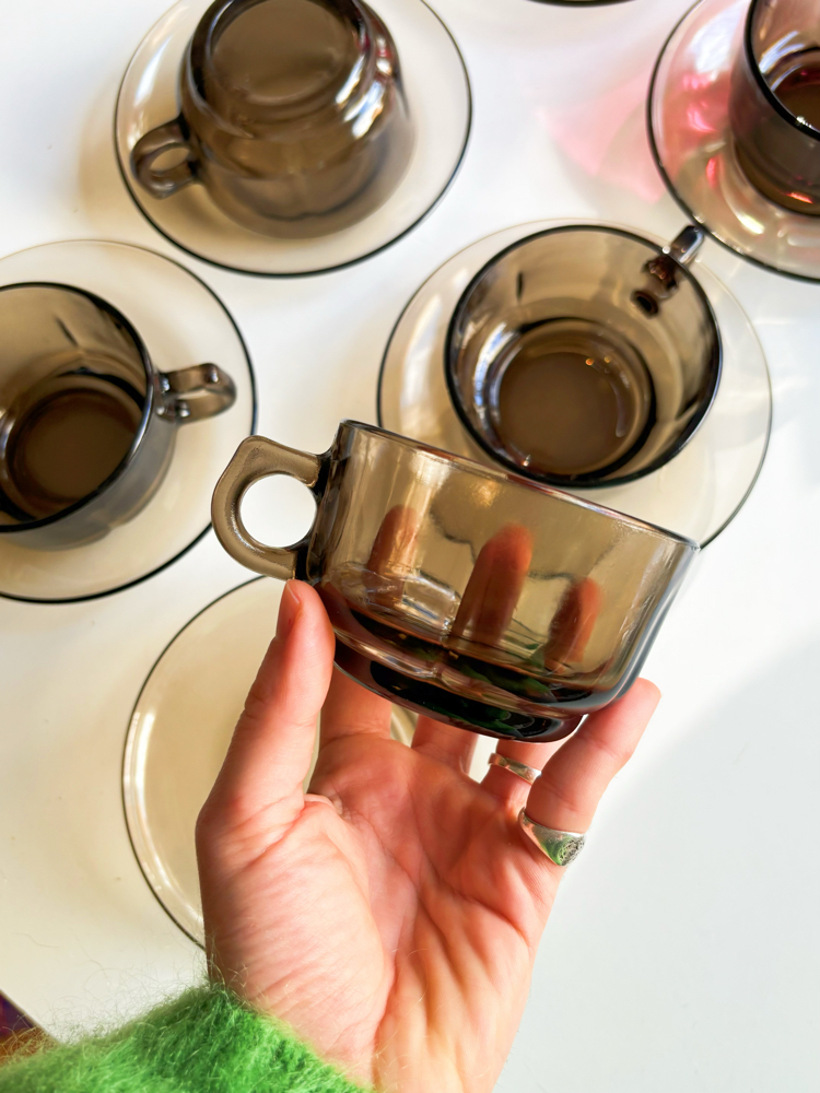 80’s Fumed Glass Teacups 