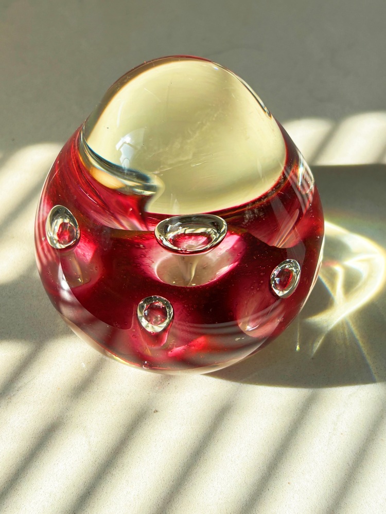 Italian Handmade Murano Glass Pink Paperweight