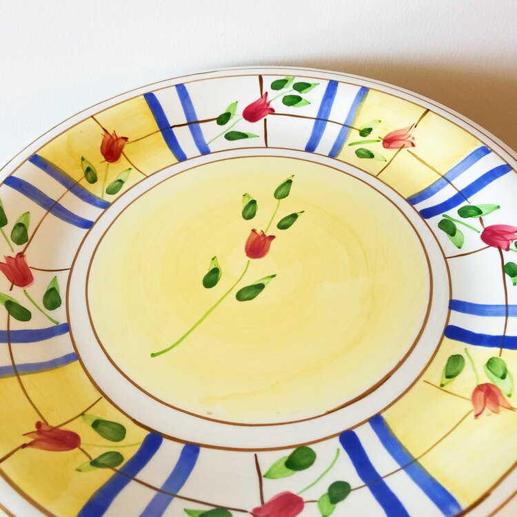 Hand Painted Ceramic Plates with Tulip Design