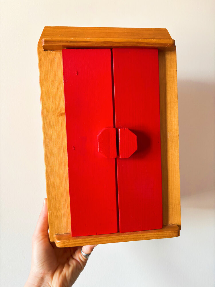 1950’s Handmade Solid Wood Doll House Wardrobe