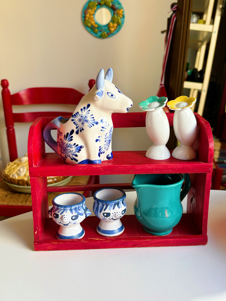 70’s Red Wooden Mini Kitchen Shelf 
