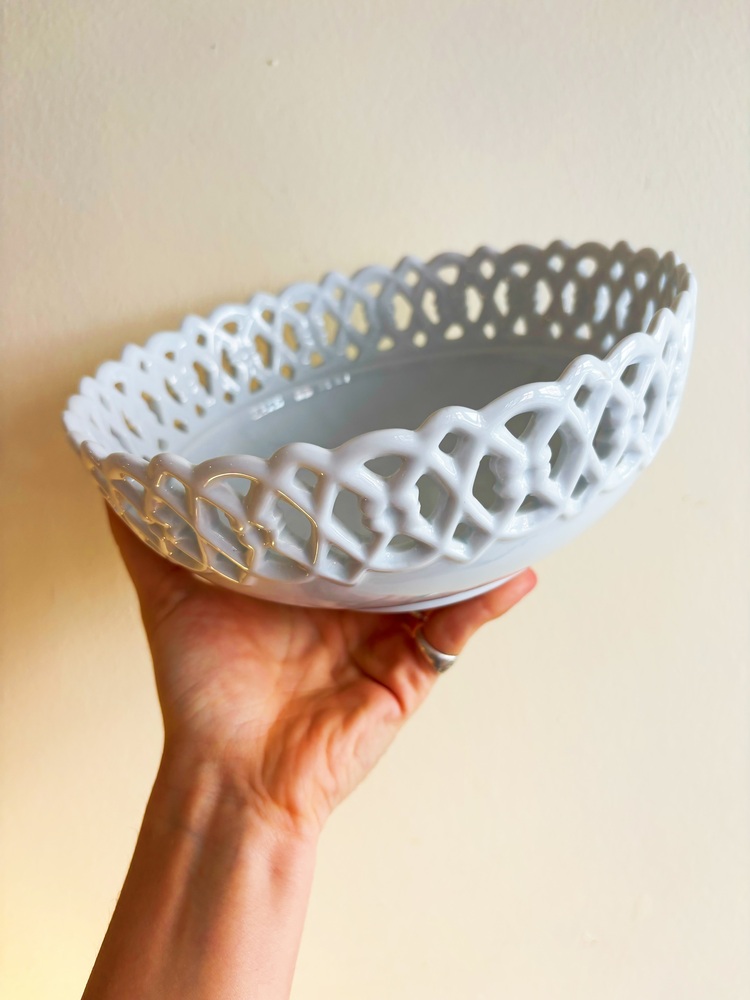 80’s White Porcelain Lace Bowl