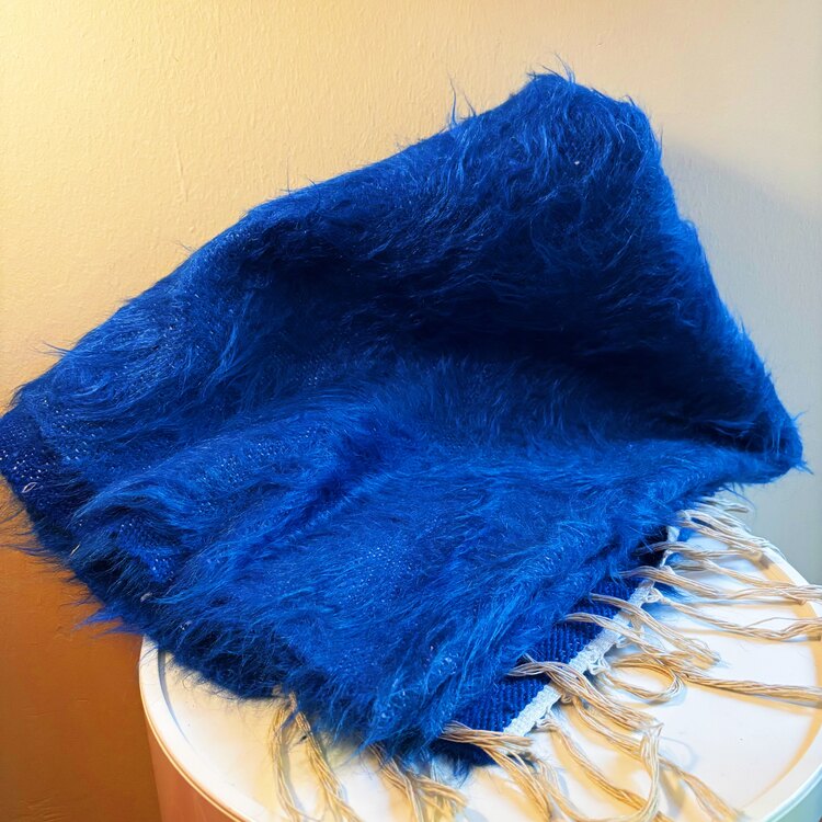 Electric Blue Handwoven Kilim Rug 