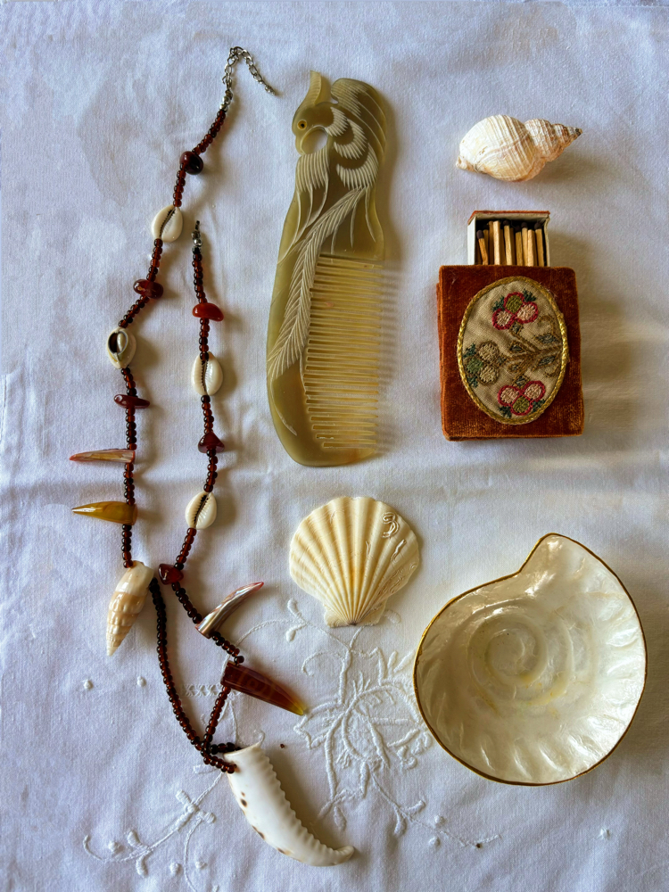 Seashell, Horn and Pearl Necklace