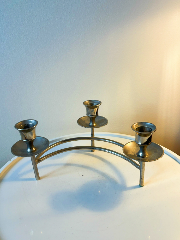 Silver Plated Crescent Moon Candelabra