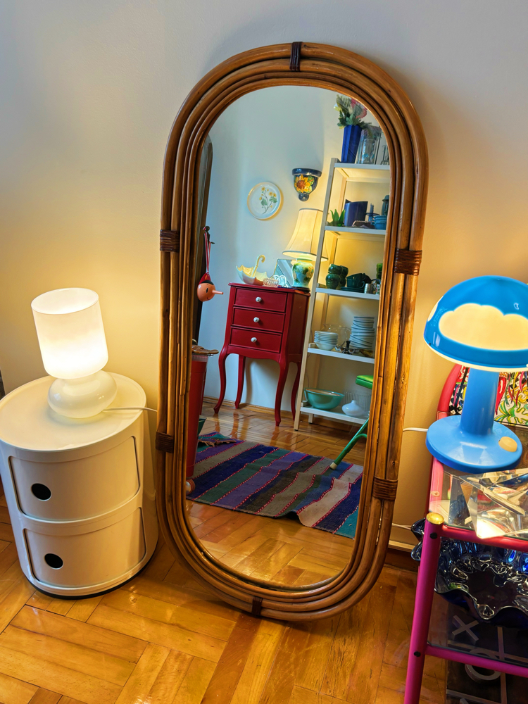 1950’s Midcentury Curved Bamboo Mirror