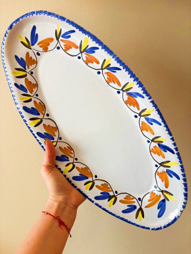 60’s French Hand Painted Ceramic Plate 